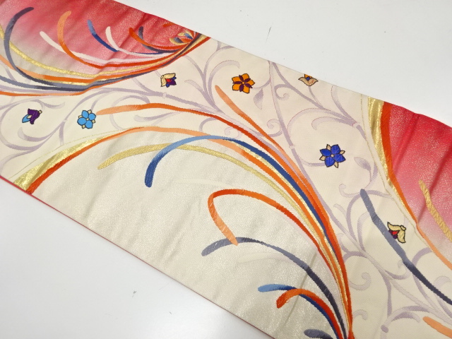 JAPANESE FUKURO OBI / WOVEN FLOWER ARABESQUE